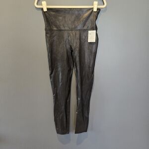 SPANX Faux Leather Black Leggings - Size Petite L - NWT